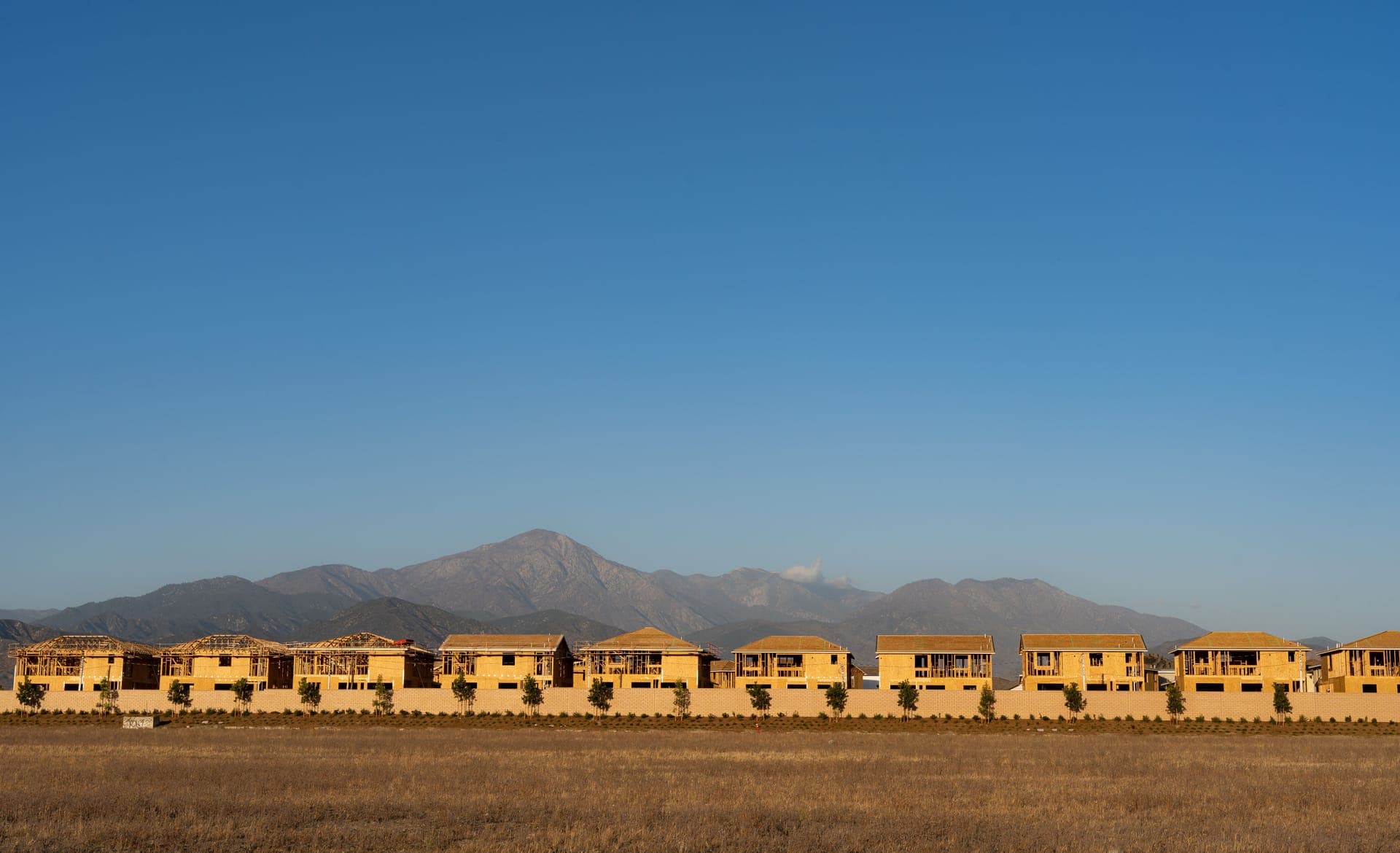 Newer tract homes below the mountains in Southern California's Inland Empire